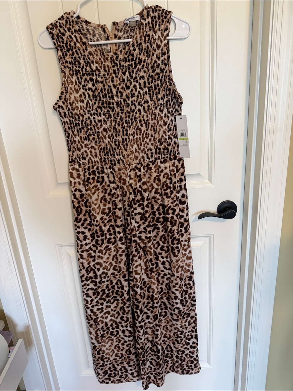 Calvin Klein Leopard Print Sleeveless One-Piece Romper - Brown & Black